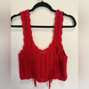 Zara Red Crochet Crop Top
